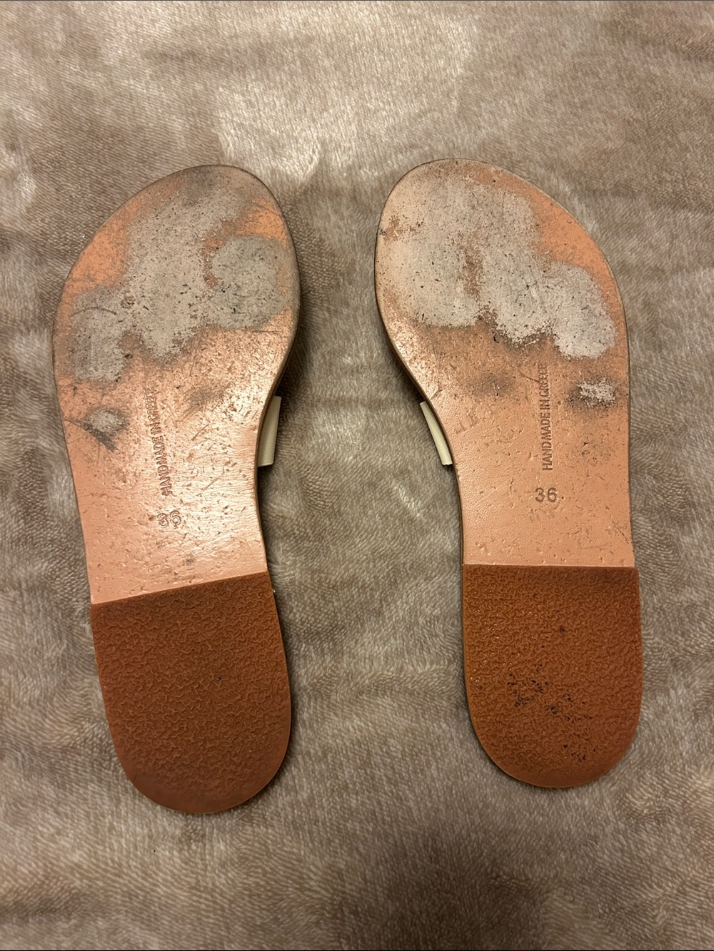 Ancient Greek Sandals Cream Leather Knotted Slide Sandals - Picture 2 of 8